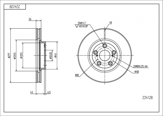 диск тормозной пер. Toyota Avensis 03-> (d277x26mm)  (HART)