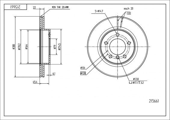 диск тормозной пер. BMW 3 (E46) (300x22mm)  (HART)