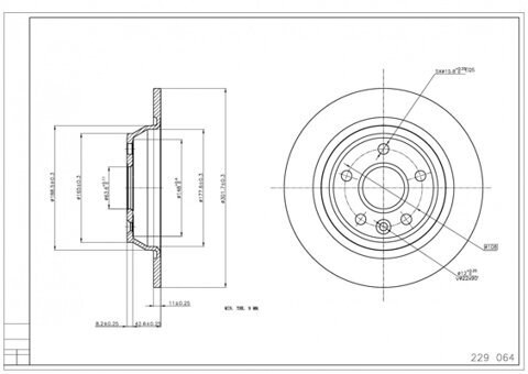 диск тормозной зад. Ford C-max, Focus II, Mondeo, Kuga 07-> (d302x11mm)  (HART)