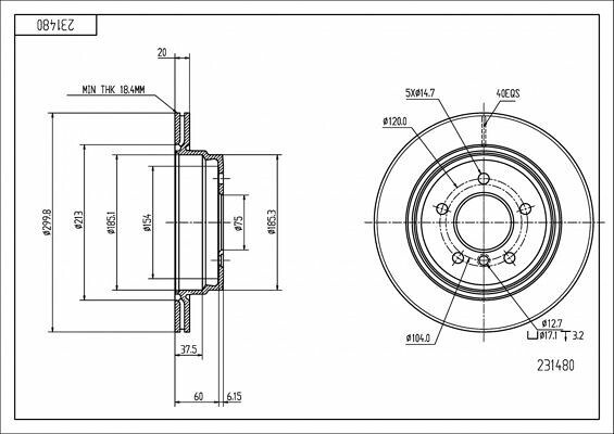 диск тормозной зад. BMW 1 (E81, E87), 3 (E90), X1 (E84) 09-> (300x20mm)  (HART)