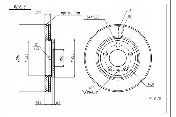 диск тормозной пер. VW Bora, Polo 9N, Golf 4/5, Octavia Tour, Fabia (256mmx22mm)  (HART)