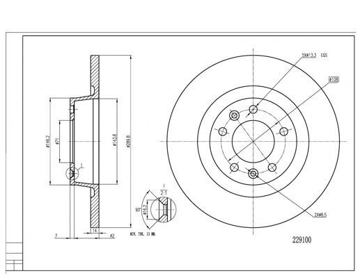 диск тормозной зад. Fiat Scudo 07-> (290mm14mm)  (HART)