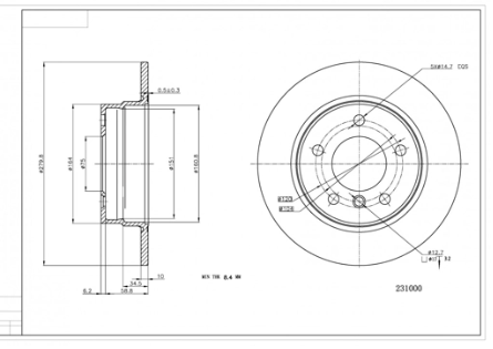 диск тормозной зад. BMW 1 (E81/E87) (04-11) (280x10)  (HART)