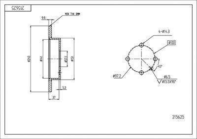 диск тормозной зад. Opel Astra G (98-10), Zafira A (240mm10mm)  (HART)
