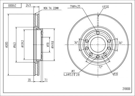 диск тормозной пер. Opel Vectra C  (285mmx25mm)  (HART)