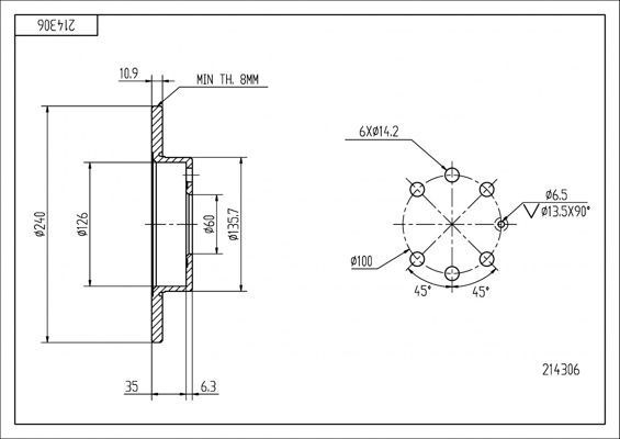диск тормозной пер. Opel Kadett, Vectra A, Astra F (236mmx12.6mm)  (HART)