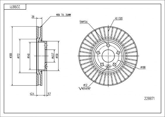 диск тормозной пер. Ford Mondeo/Galaxy (07-15), Volvo S60 11-> (300mmx28mm)  (HART)