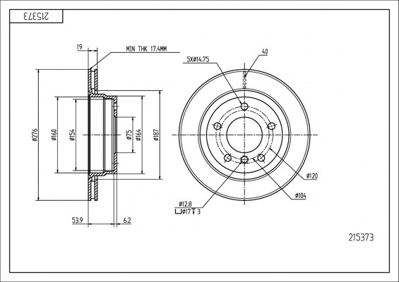 диск тормозной зад. BMW 3 (E36/E46) (276x19mm)  (HART)