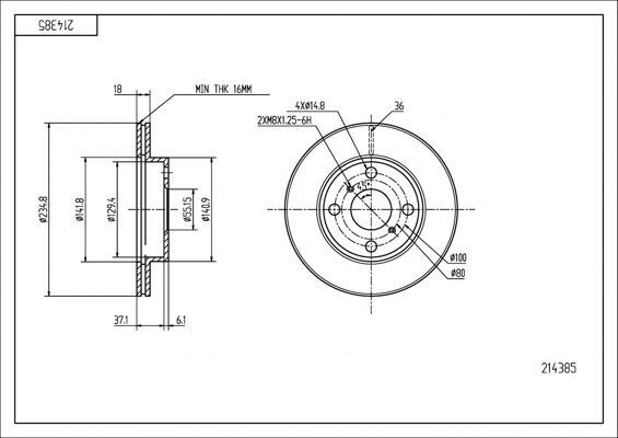диск тормозной пер. Toyota Yaris 99-> (d235x18mm)  (HART)
