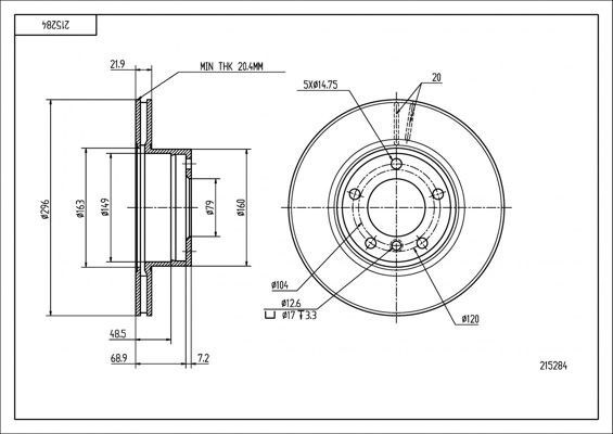 диск тормозной пер. BMW 5 (E39) (296x22mm)  (HART)