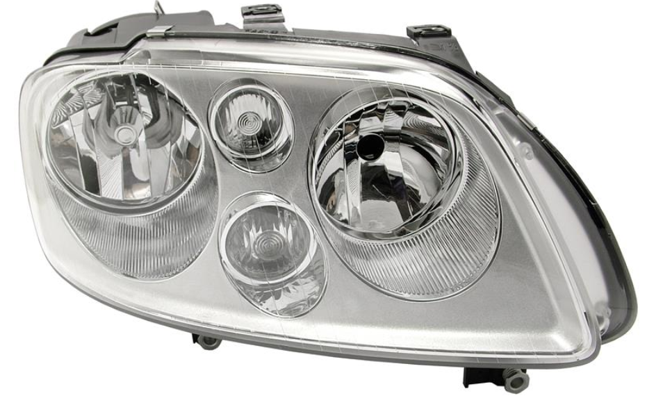 Фара правая H7/H7, елек. рег., с моторч.,хром. рамка, (Touran -11/06, Caddy -09) [DEPO]
