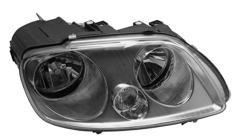 VW CAD 04- Пров. фара H7/H1, автом., хром. рамка, (Touran -11.6, Caddy -09)