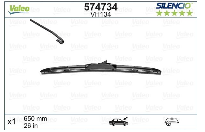 Склоочисник VALEO SILENCIO HYBRID / гібридний / 650 мм. /