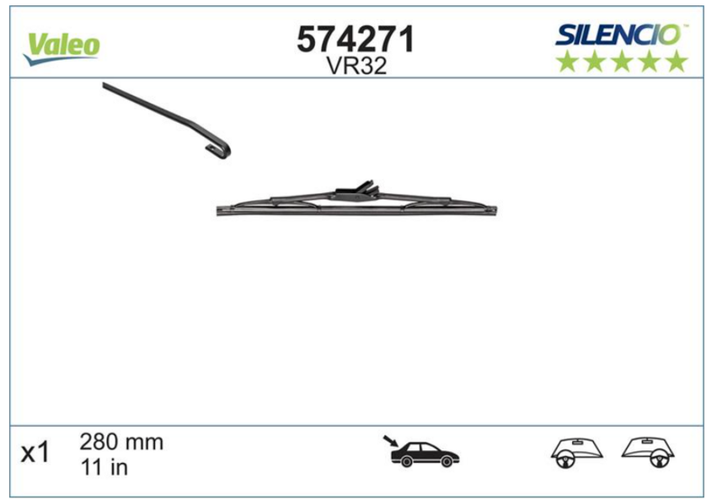 Склоочисник задній VALEO SILENCIO / 280 мм. /