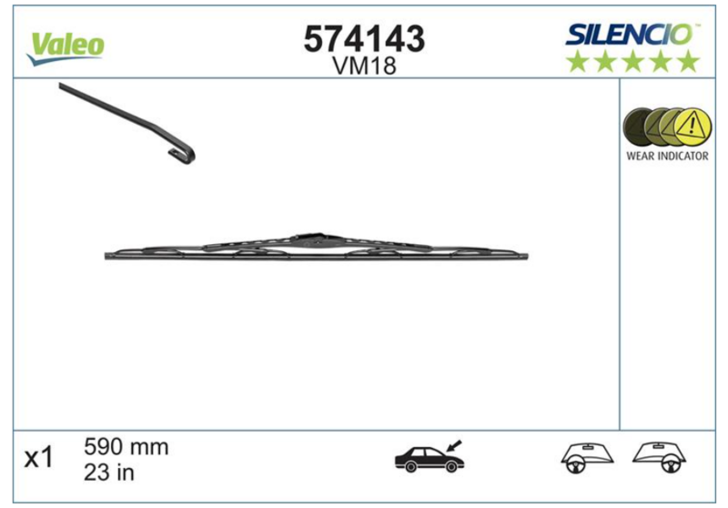 Склоочисник VALEO / каркасний / 590 мм. / 574143 - зображення 1