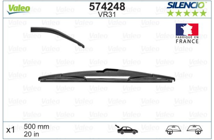 Склоочисник задній VALEO SILENCIO / 500 мм. /