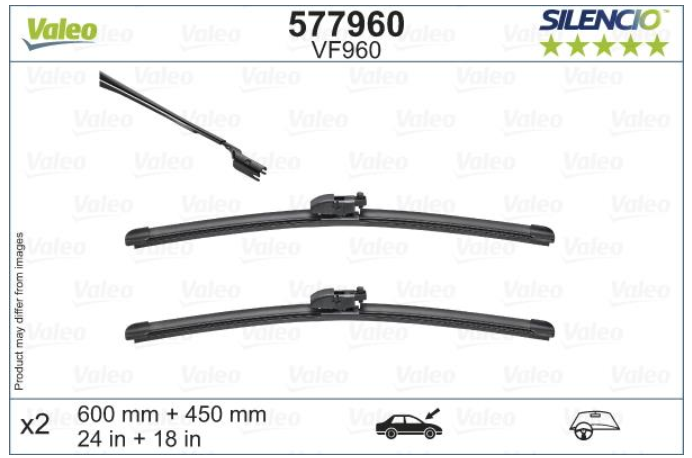 Комплект стеклоочистителей SILENCIO FLAT BLADE SET/бескаркасные/600•450 мм. / + спойлер /