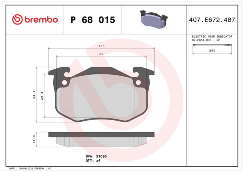 Гальмівні колодки дискові P68 015 - зображення 1
