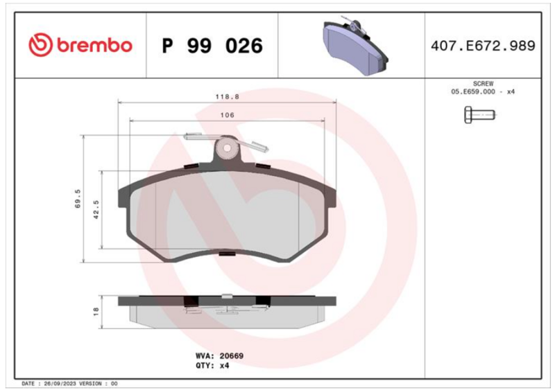 Гальмівні колодки дискові P99 026 - зображення 2