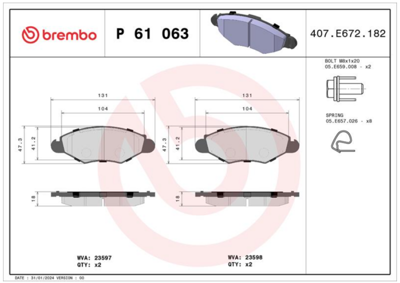 Гальмівні колодки дискові P61 063 - зображення 1