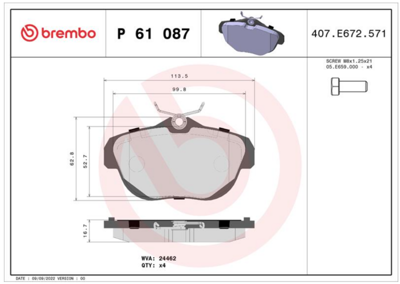 Гальмівні колодки дискові P61 087 - зображення 1