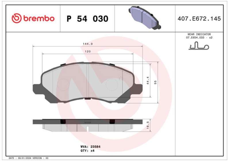 Гальмівні колодки дискові P54 030 - зображення 1