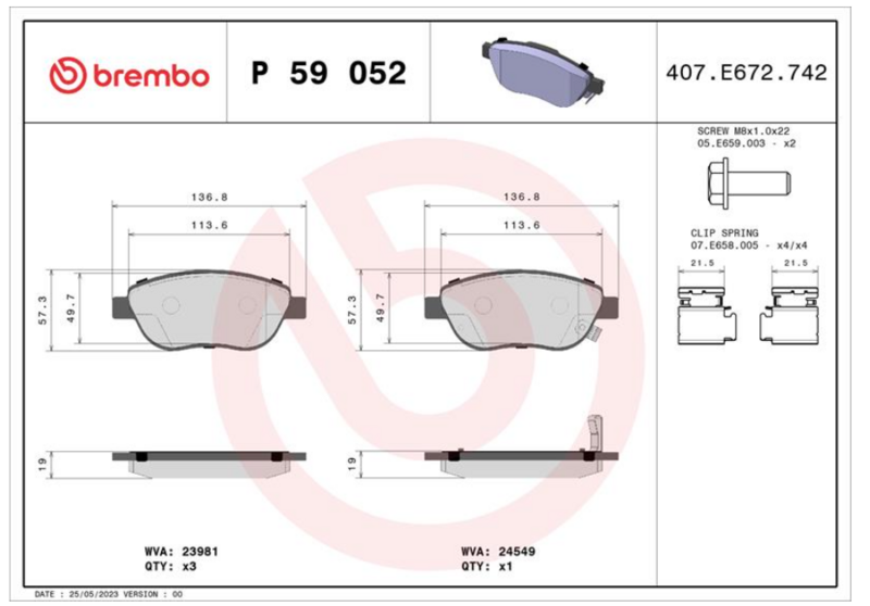 Гальмівні колодки дискові P59 052 - зображення 2
