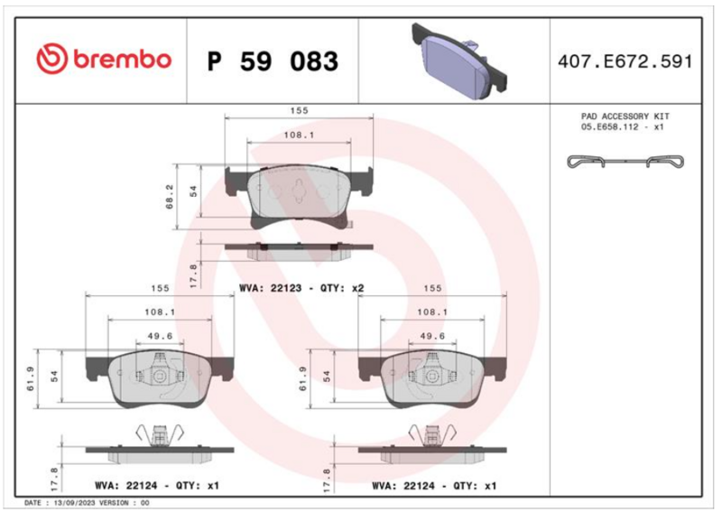 Гальмівні колодки дискові P59 083 - зображення 1