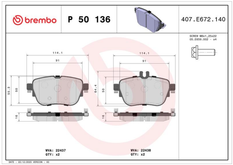 Гальмівні колодки дискові P50 136 - зображення 1