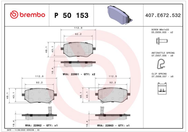 Гальмівні колодки дискові P50 153 - зображення 1