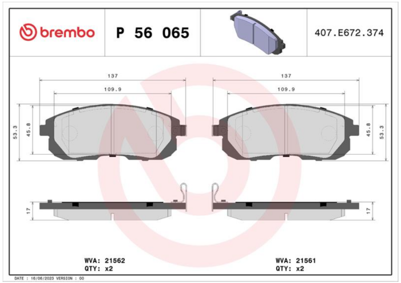 Гальмівні колодки дискові P56 065 - зображення 1