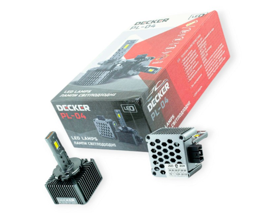 лампа LED D1 12V PL-04 6000K 10000L 50 W радиатор c вентилятором+обманка PL-04 6K D1 LED Decker - зображення 1