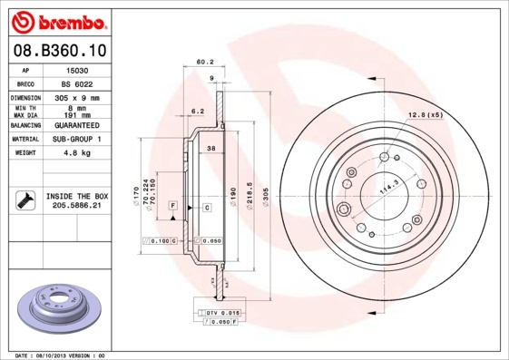 Гальмівний диск 08.B360.10 - зображення 1