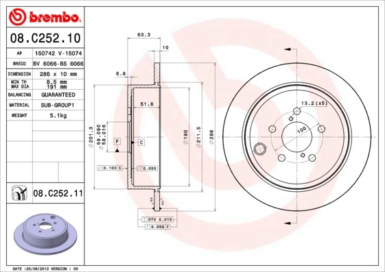 Гальмівний диск 08.C252.11 - зображення 1