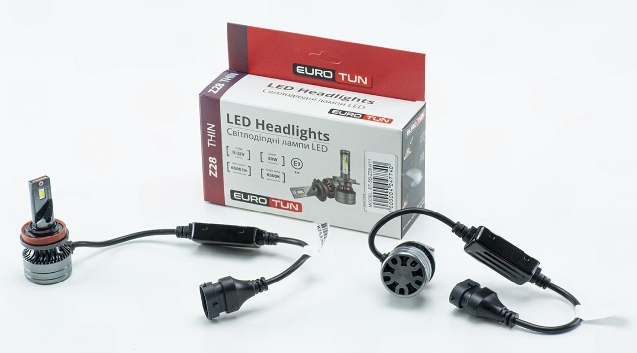 лампа LED H8/H9/H11/H16 12V-24V  50W EUROTUN Z28 6500L 6500K CAN BUS радиатор с вентилят. ET-Z28-H11 - зображення 1