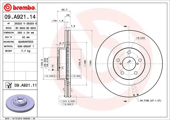 Гальмівний диск 09.A921.11 - зображення 1