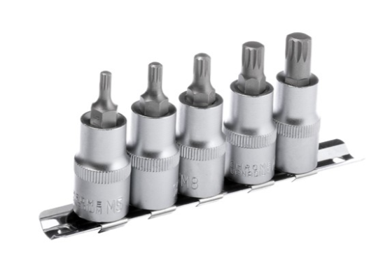 набор головок-вставок SPLINE 1/2"  5шт, M5, 6, 8, 10, 12 (планка) 12 лучей