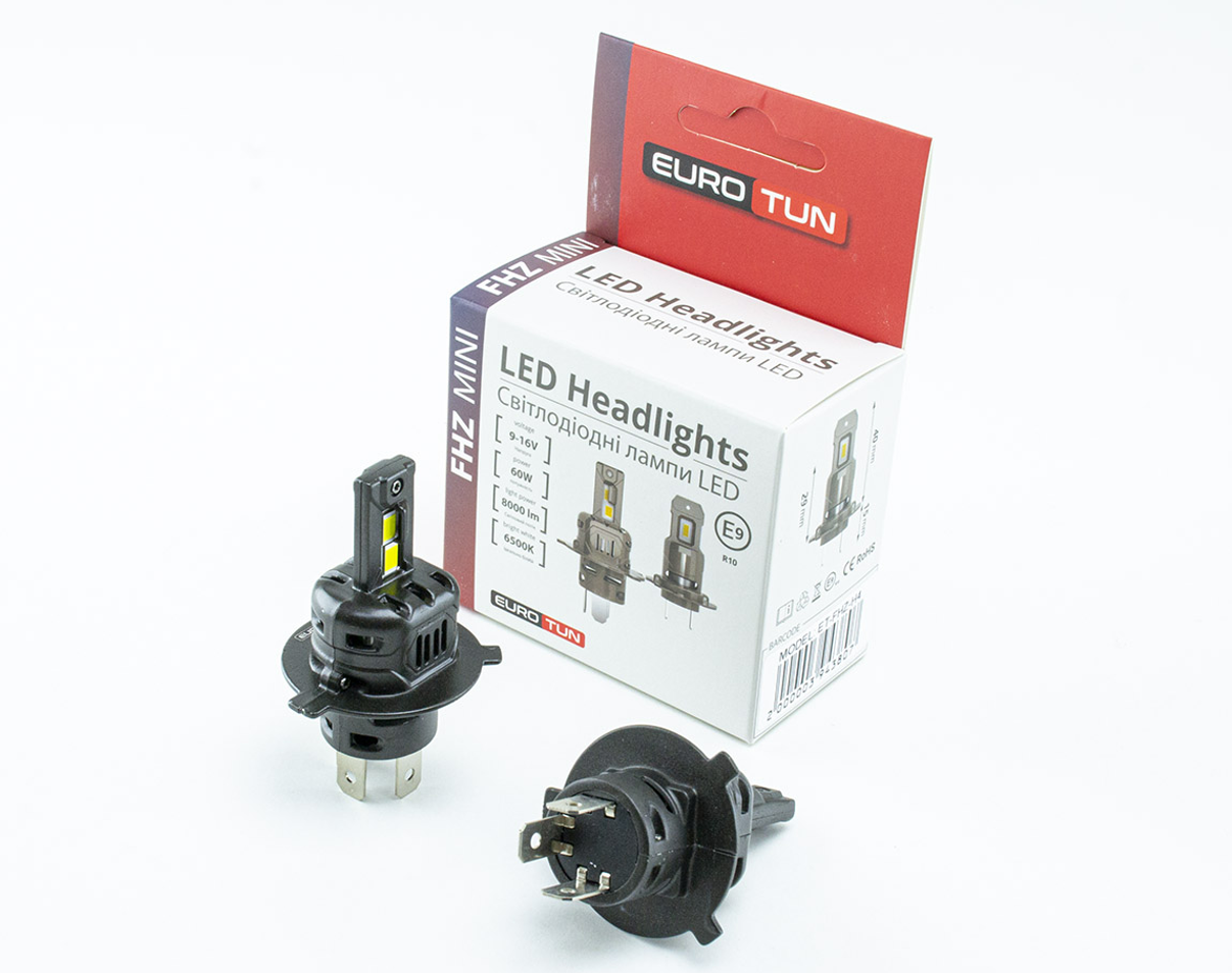 лампа LED H4 12V 60W EUROTUN FHZ 8000L 6500К радіатор ET-FHZ-H4 - зображення 1