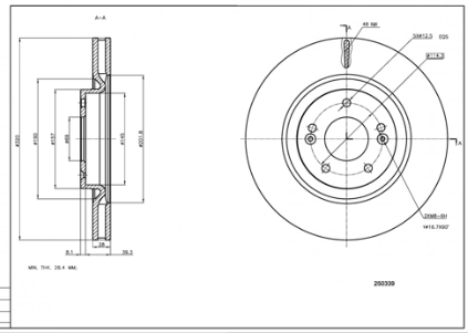 диск тормозной пер. Kia Ceed, Optima, Hyundai i40, iX35 11-> (d320x28mm)  (HART) 250 339 - зображення 1