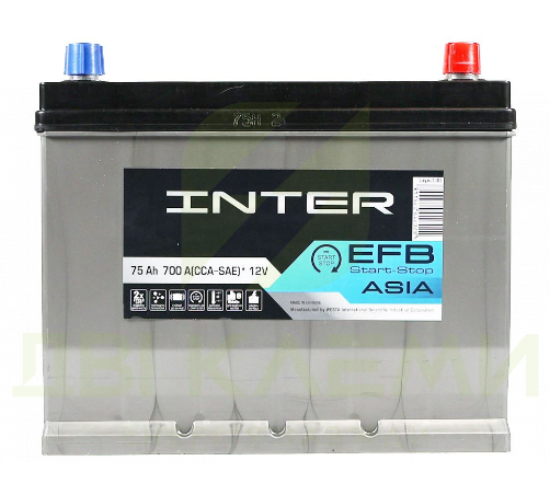 Аккумулятор  INTER  75Ач 700А Asia Premium EFB (D26) (0) правый +
