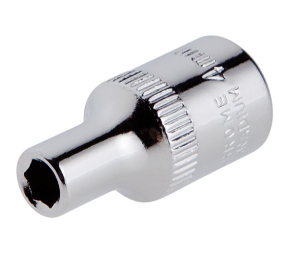 головка торцевая шестигранная 1/4"  4 мм CrV ET-0432 - зображення 1