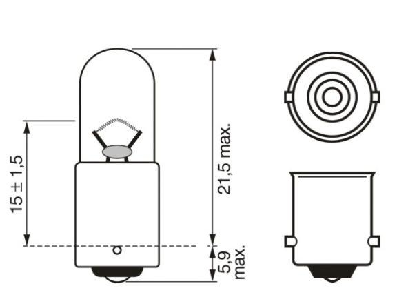 лампа A 12V T4W BA9s BOSCH 1987302207 - зображення 2