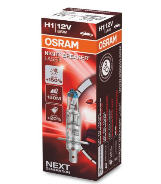 лампа  H1 12V 55 W OSRAM Night Breaker Lazer +150% 64150NL - зображення 1