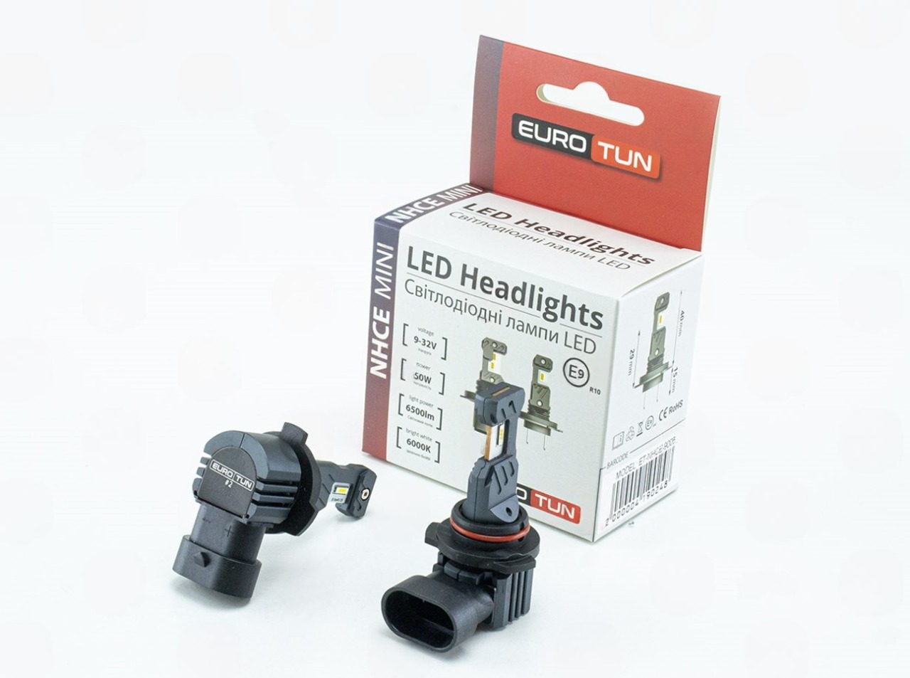 лампа LED HB4 12V-24V  50W EUROTUN NHСE 6500L 6500K радиатор ET-NHСE-9006 - зображення 1