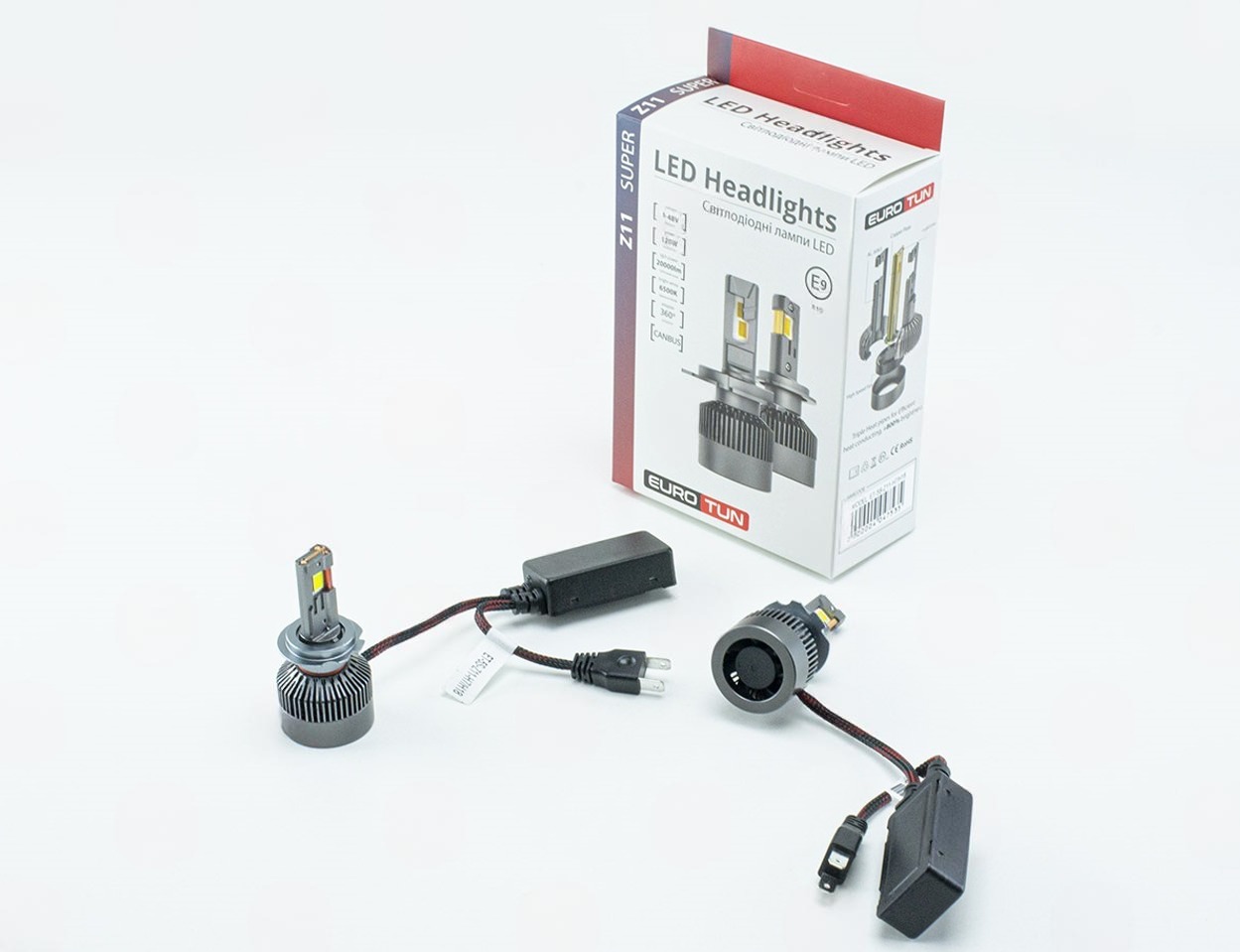 лампа LED H7 12V-24V 120W EUROTUN Z11 20000L 6500K CAN BUS радіатор з вентилятом. ET-Z11-H7 - зображення 1