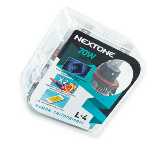 лампа LED H13 12V Nextone L4 70W 6000K 18000L радиатор с вентилятором + обманка Nextone LED L4 H13 - зображення 1
