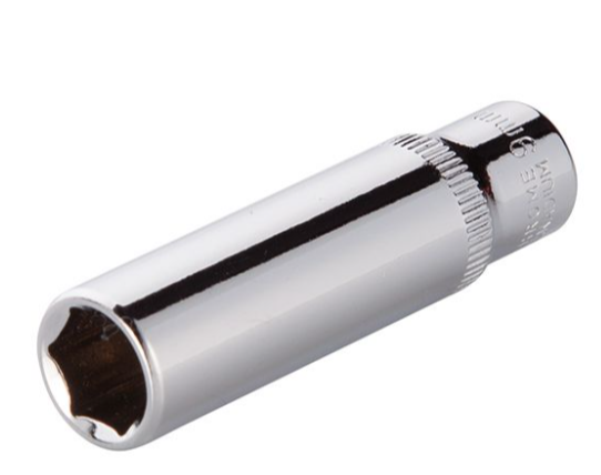 головка торцевая шестигранная удлиненная 1/4"  9 мм CrV ET-0459 - зображення 1