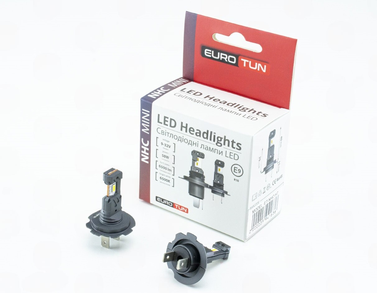лампа LED H7 12V-24V  50W EUROTUN NHСE 6500L 6500K радиатор ET-NHСE-H7 - зображення 1