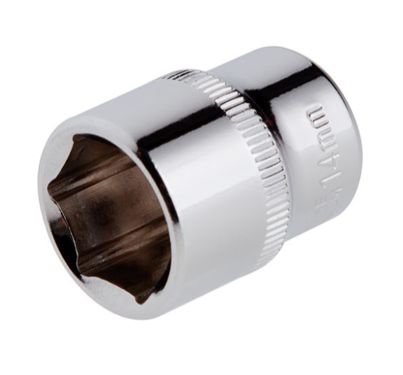 головка торцевая шестигранная 1/4" 14 мм CrV ET-0444 - зображення 1