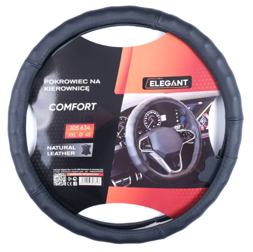 чехол руля  XXL  кожа  (44 - 46 см)  черный Elegant  гладкий 105 634 - зображення 2